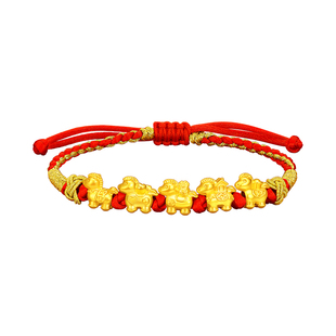 中国黄金央创马年本命年黄金手链红绳女款足金生肖新年礼物送女友