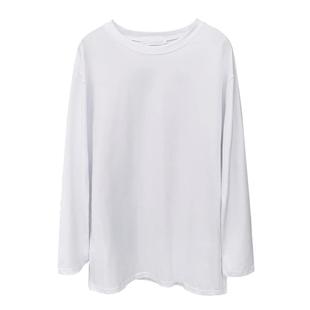 大码中长款加绒德绒秋冬款白色t恤女内搭宽松棉质长袖打底衫上衣
