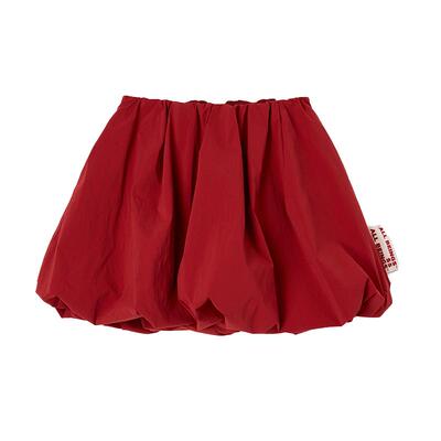 [吴佳怡同款] ALLBEINGS25SS夏季红色不规则松紧腰花苞半身短伞裙