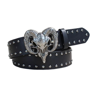 暗黑系复古麋鹿骷髅铆钉皮带亚文化哥特亚比摇滚朋克风配饰腰带