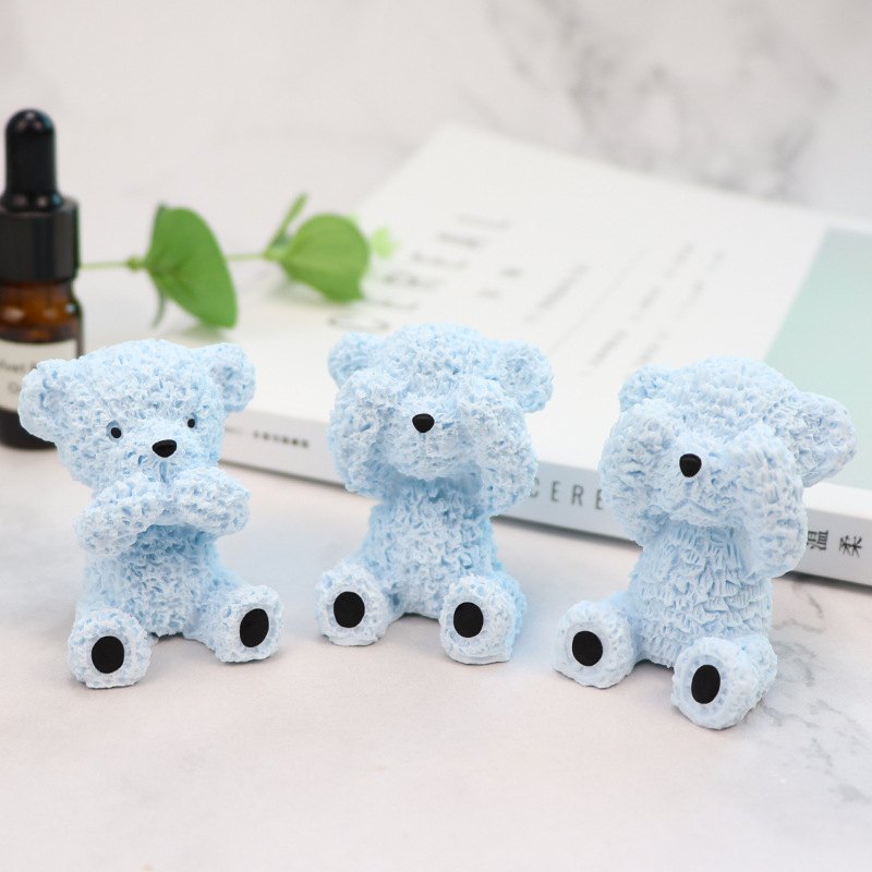 捂耳熊捂眼熊熊模具捂烘焙冰块石膏翻巧克力嘴糖模具香薰蜡烛硅胶