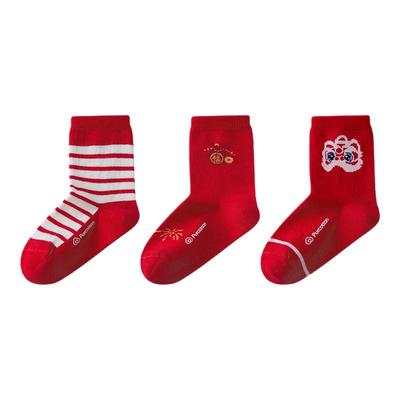 全棉时代儿童袜子红品保暖厚款袜