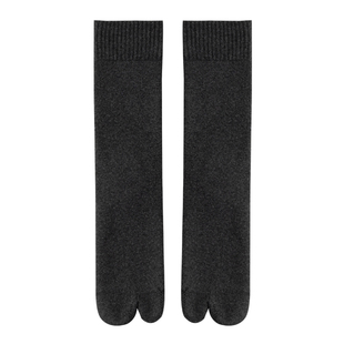 无骨加厚毛圈二趾袜男士纯棉保暖中筒袜冬季防臭配猪蹄鞋分趾长袜