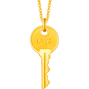 百泰首饰黄金吊坠999足金吊坠项链金钥匙挂坠毛衣链女送女友礼物