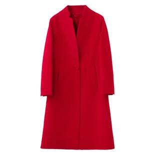 中式妈妈装双面羊绒大衣女秋冬高贵中老年人婚宴羊毛呢外套中长款