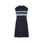 沫晗依美撞色拼接收腰POLO领裙子26夏季新款设计感复古显瘦连衣裙