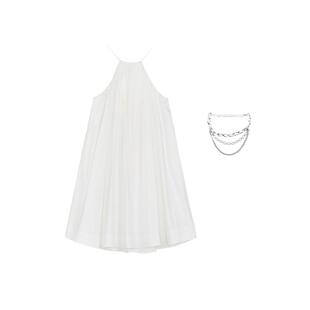 REVAN芮范设计师款度假风柔美白色吊带裙RM31101204