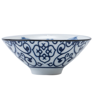 民窑风满彩青花瓷斗笠杯｜复古品茗杯仿古茶杯茶碗家用茶具主人杯