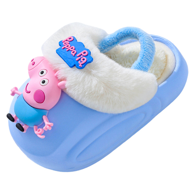 小猪佩奇卡通儿童冬季保暖棉拖鞋