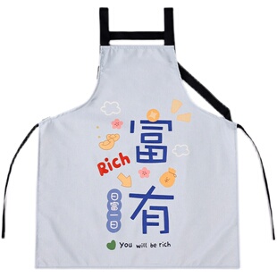 国潮风时尚新款帆布围裙东北大花围腰家用做饭餐饮防油工作服耐脏