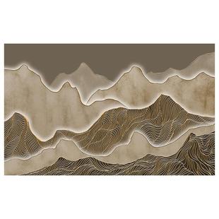 墙纸定制中式3d立体浮雕山水电视背景墙壁纸客厅壁布卧室墙布壁画