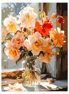 数字油画diy花卉手工填色挂墙画