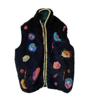 Kapital Kountry Skull Embrideried 羊羔绒刺绣两面穿马甲背心