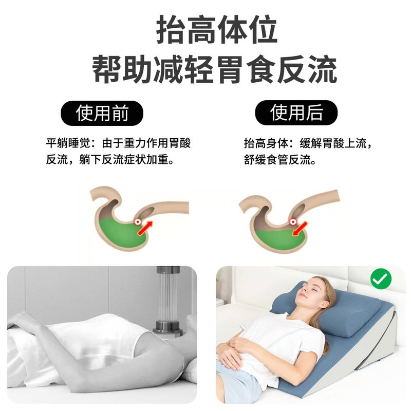 胃食管食管炎反流斜坡垫专用枕头靠背床头老人孕妇靠垫可拆洗调节