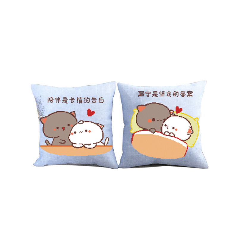 卡通礼物小件简单汽车十字绣抱枕
