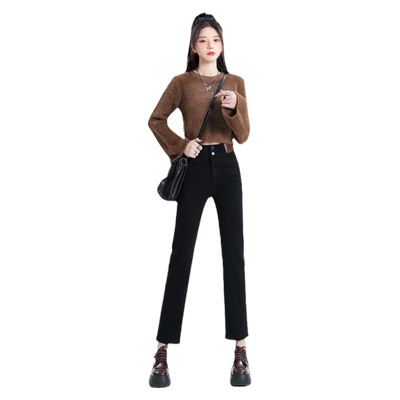 KRO高腰修身显瘦直筒烟管裤