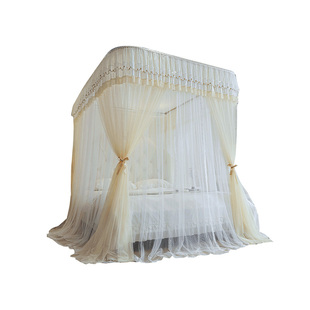 u型导轨蚊帐家用2025新款卧室高级免安装支架杆加厚轨道伸缩落地