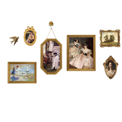 法式小众高级感客厅组合油画壁画