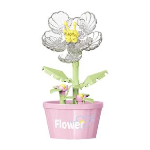 儿童益智拼装多肉植物盆栽微颗粒积木玩具女孩花朵向日葵拼图礼物