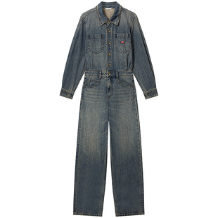 【杨幂同款】Miss Sixty2026春季新款牛仔连体裤女做旧洗水阔腿裤