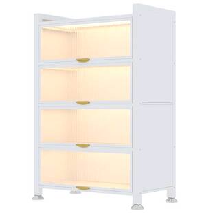 钢制书架带门儿童书柜防尘储物展示柜家用客厅落地多层铁艺置物架