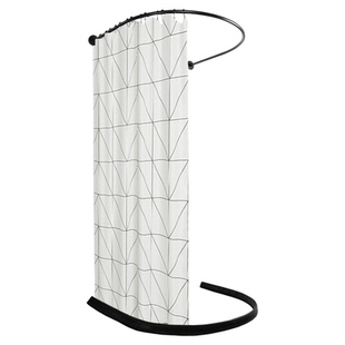 304不锈钢L形浴帘杆免打孔弧形一体杆浴室转角LU形浴帘杆u形套装