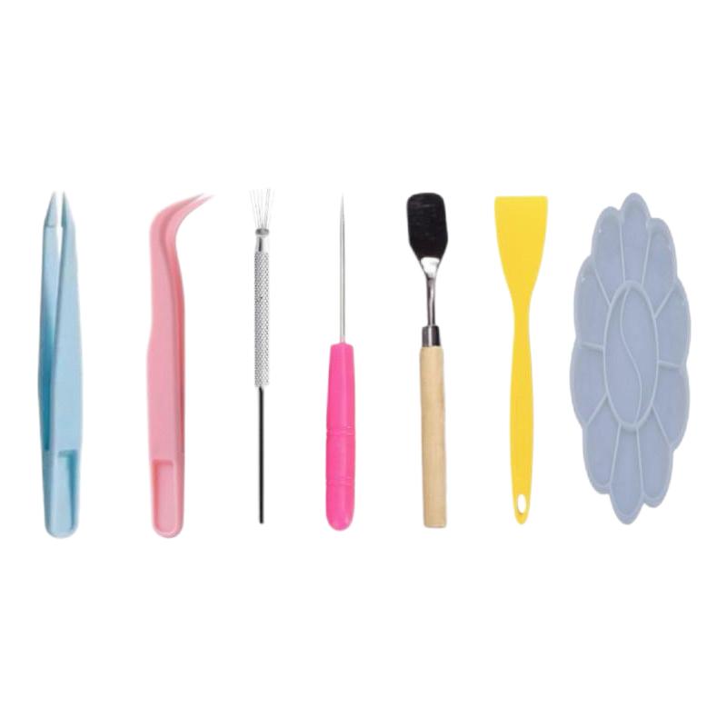 纸浆画粘土彩泥工具材料包儿童手工镊子diy套装七本针白乳胶盒子