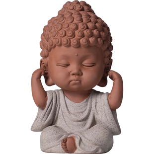 复古禅意可爱宝宝小如来佛像紫砂陶瓷摆件创意家居茶桌可养装饰品