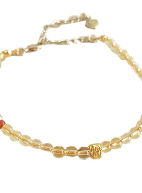 天然黄色高档素雅闺蜜礼物黄水晶包金招财手链女饰品手饰手串细闪