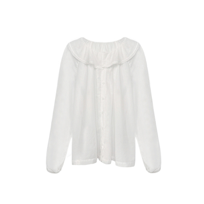 3ts法式娃娃领蕾丝防晒衬衫