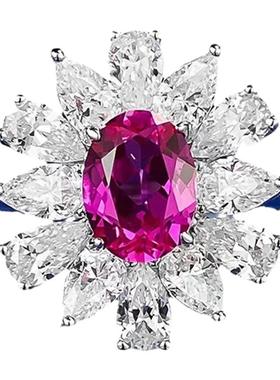 粉钻花朵戒指大气可爱