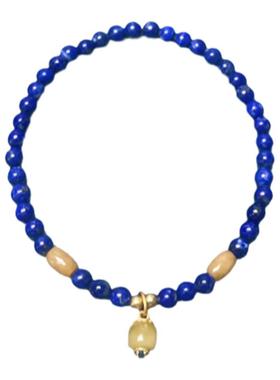 青金石手串S925银及翡翠蜜蜡配件原创设计款改善循环释放压力4mm