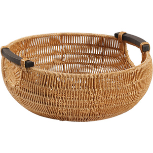 KENS 果盘创意仿藤编 客厅装饰储物篮面包筐美式收纳筐家用果篮