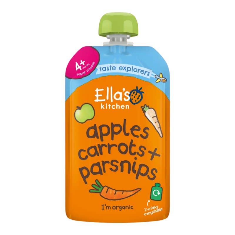 Ella's Kitchen进口英国婴幼儿有机红萝卜苹果白甘笋蔬果蓉120g版