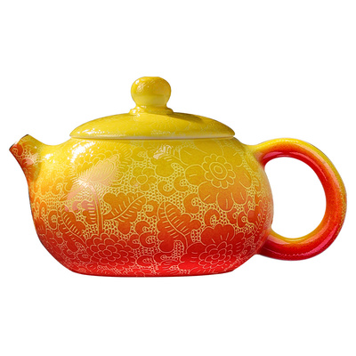 景德镇官方陶瓷扒花茶壶礼盒装