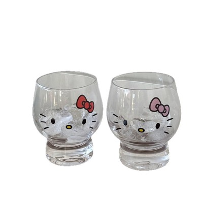ins风高颜值胖胖hellokitty玻璃杯咖啡杯牛奶果汁冷家用饮水杯子