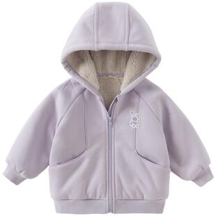 戴维贝拉儿童外套秋冬款男童女童休闲加绒卫衣宝宝红色新年外套