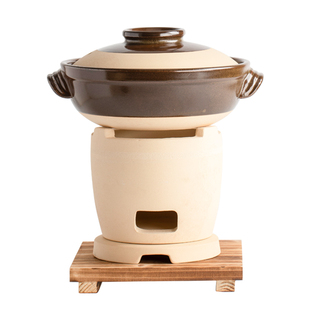 广式港式打边炉碳炉砂锅一体商用泥炉围炉木碳火锅家用老式土砂锅
