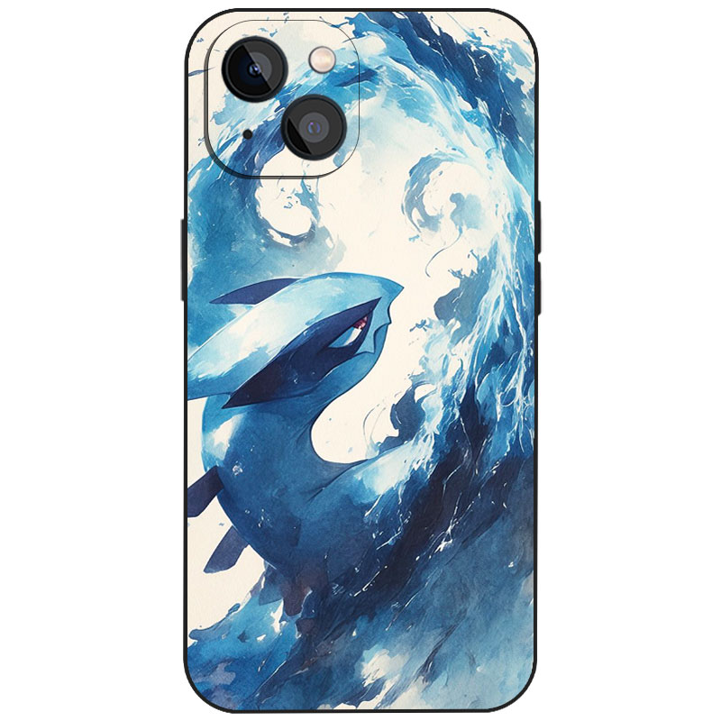 洛奇亚水墨海浪淡蓝国风手绘清冷艺术小众手机壳适用于iPhone17苹果16宠物卡通动漫迷磨砂硅胶磁吸防摔保护套