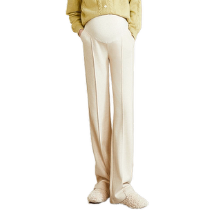 费雪孕妇阔腿裤秋冬季外穿大码不勒肚子西装裤2026新款羊毛糯米裤