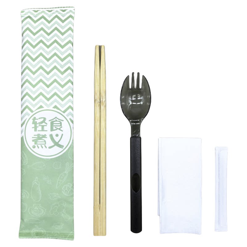 一次性筷子四件套外卖餐具四合一轻食叉勺两件套食品级可定制LOGO