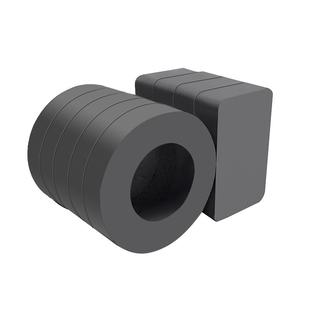 铁氧体磁铁固定器圆环形长方形型强力带孔直孔普磁黑色大号吸铁石