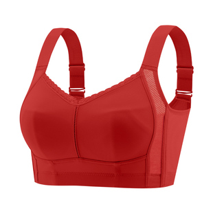 安娜蜜语全罩杯马年红色结婚内衣套装女大胸显小收副乳防下垂文胸