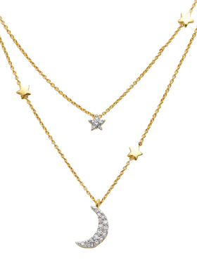 juicy星月双层锁骨项链
