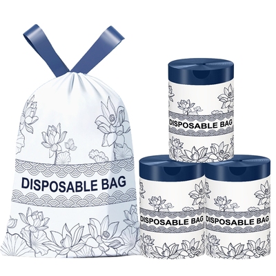 免撕抽绳垃圾袋加厚家用手提式加大超厚厨房印花清洁大号塑料袋