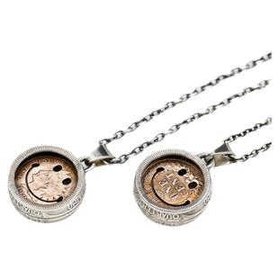 巧匠手工银币吊坠25美分银币包裹印第安古币笑脸吊坠情侣朋友礼物