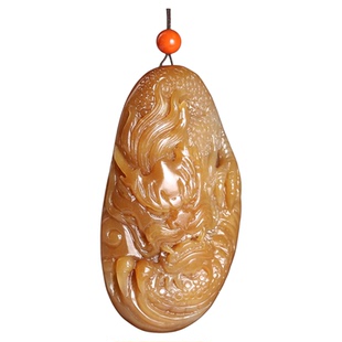 新疆且末糖和田玉糖玉生肖龙挂件龙行天下玉石属相龙吊坠玉佩将将