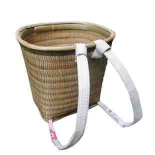 精编竹编方背筐纯手工收纳筐竹篾背篼竹篮子竹编背篼竹背篓竹背筐