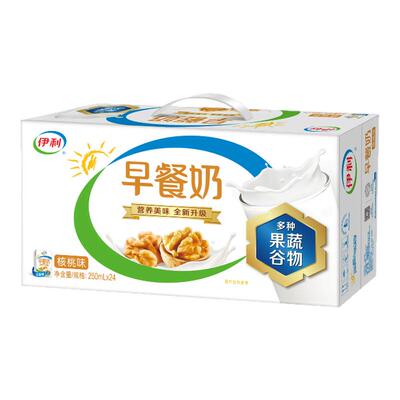 【1月产】伊利早餐奶核桃麦香味250ml*24盒学生早餐年货送礼DB