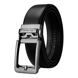 皮尔卡丹皮带男士真皮自动扣商务腰带纯牛皮仿针扣高档男款裤腰带